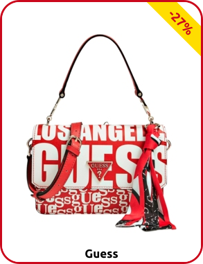 Schultertasche Guess «Analise Crossbody» Flap, rot/weiss