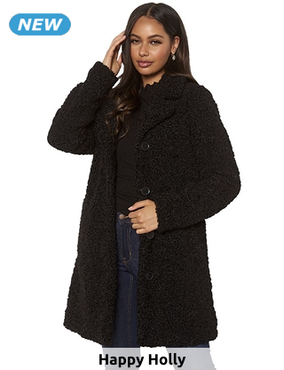 Jacke im Pelzlook, Astrakan-Style, schwarz