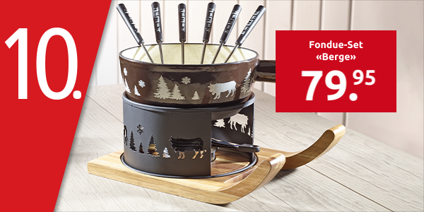 Fondue-Set «Berge», Caquelon aus Gusseisen 2,5 l
