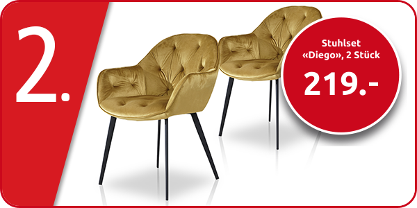 Stuhlset «Diego», 2 Stück, Samt senffarben