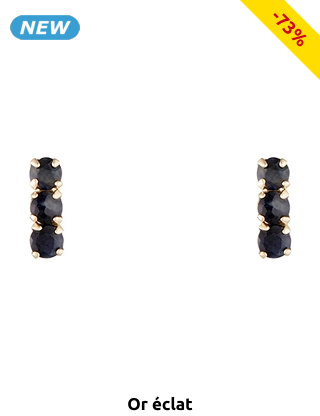 OR ÉCLAT Ohrstecker «Trio de puces», Saphir/Gelbgold