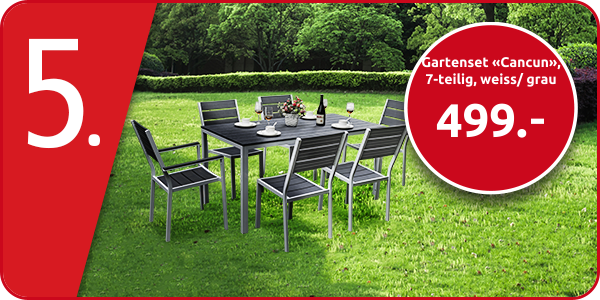 Gartenset «Cancun», 7-teilig, weiss/ grau
