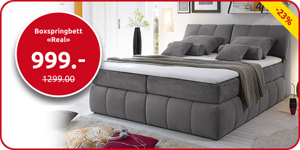 Boxspringbett «Real», 140 x 200 cm, 1 Matratze, grau/anthrazit