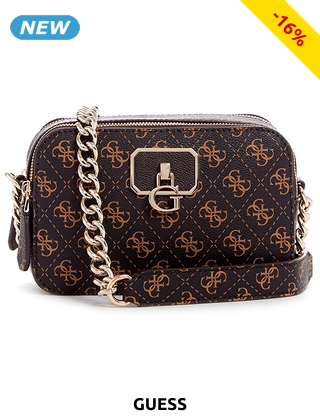 GUESS Handtasche mit Kette «Noelle», braun logo