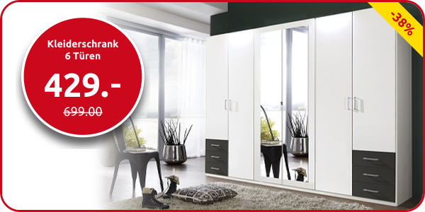 Kleiderschrank 6 Türen, B 270 x H 208 x T 58 cm
