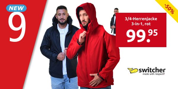 switcher 3/4-Herrenjacke 3-in-1, rot