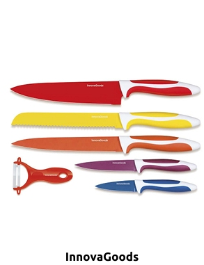 InnovaGoods Keramikmesserset mit Sparschäler, 6-teilig