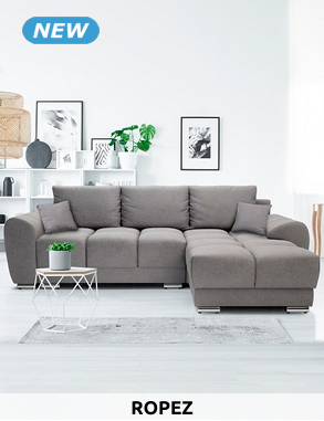 ROPEZ Schlaf-Ecksofa «Azzur», 256 x 175 cm, hellgrau