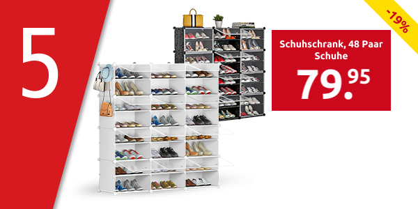 Schuhschrank, B 127 x H 126 x T 32 cm, 48 Paar Schuhe, weiss