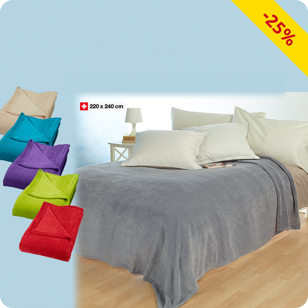 Fleecedecke «Coral» extralang, 220 x 240 cm, grau