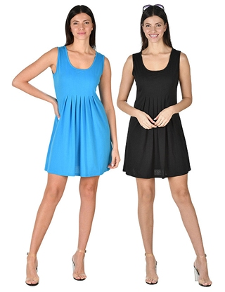 Kleider im 2er-Pack, schwarz + blau