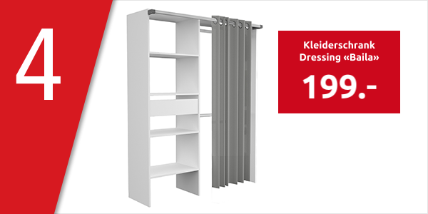 Kleiderschrank Dressing «Baila», Dekor weiss, B 143,5 x H 182 cm