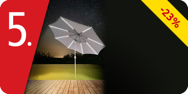 Sonnenschirm LED 270 cm, Solarpanel, grau