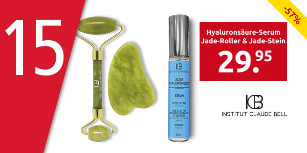 Claude Bell Set Hyaluronsäure-Serum + Jade-Roller + Gua Sha Jade-Stein, 15 ml