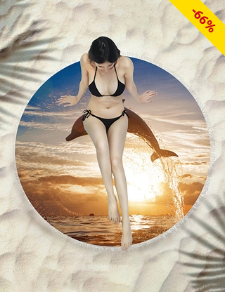 Strandtuch, rund, Ø 150 cm, «Delfin»