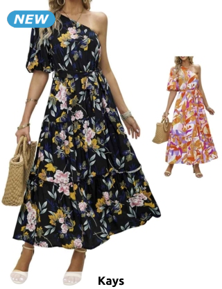 Langes Kleid «Adriana», mit Blumenmuster, schwarz