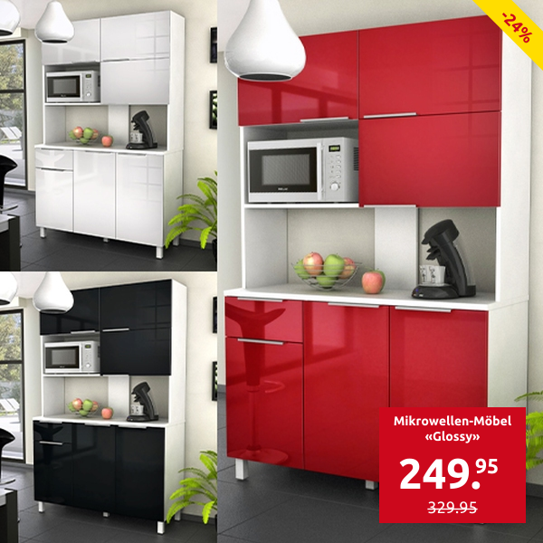 Mikrowellen-Möbel «Glossy» mit 6 Schranktüren, rot