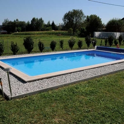 Einbaupool Styropor-Pool-Set 500x250x150 cm inkl. Sandfilteranlage, Skimmer, Leiter, Filtersand, Bodenschutzvlies & Verrohrungsset weiß