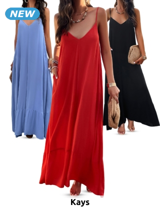 Langes Kleid «Bella», mit Taschen, blau