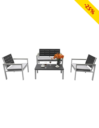 Gartenset «Maya», 4-teilig, weiss/grau