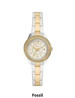 Fossil Damenuhr, goldfarben/weiss