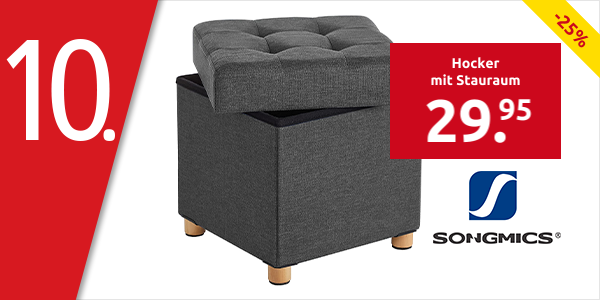 Hocker mit Stauraum, L 38 x B 38 x H 40 cm, anthrazit