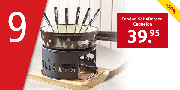 Fondue-Set «Berge», Caquelon aus Gusseisen 2,5 l