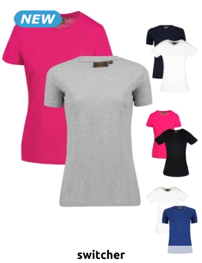 switcher T-Shirts «Lady Gaia», 2er-Pack, fuchsia + grau meliert