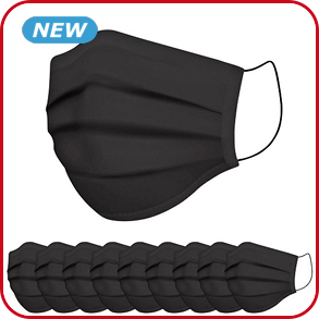 Mund-Nasen-Schutz aus Stoff, 8 Stück + 2 GRATIS, schwarz