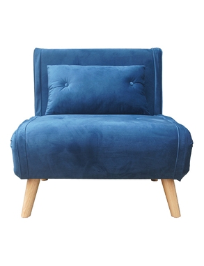 Schlaf-Sessel «Niko», L 76 x B 82 x H 84 cm, Samtbezug, blau