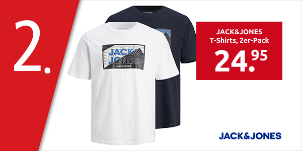 JACK&JONES T-Shirts «Richard» für Herren, 2er-Pack, weiss + marine