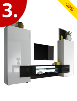 Wohnwand «Bahamas», weiss/schwarz