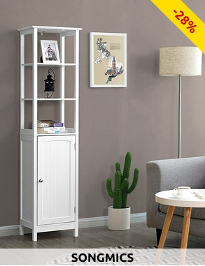 Songmics Badschrank «Cab», H 160 cm, weiss