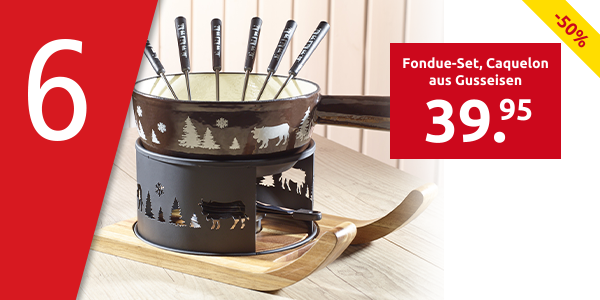 Fondue-Set «Berge», Caquelon aus Gusseisen 2,5 l