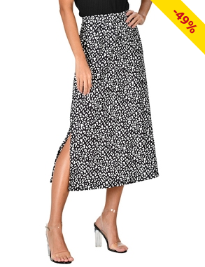 Jupe aus Feinjersey, schwarz/weiss bedruckt