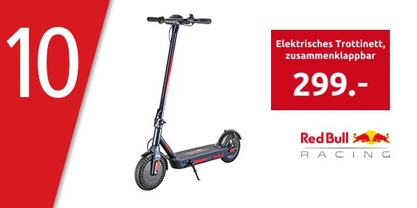 Red Bull RACING Elektrisches Trottinett «Teen-10», zusammenklappbar, 20 km, 20 km/h