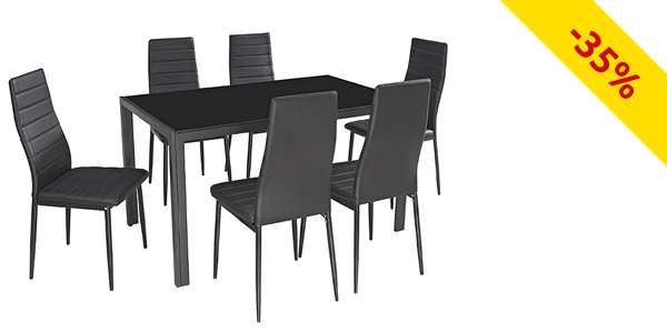 Set «Black», 1 Tisch mit 6 Stühlen