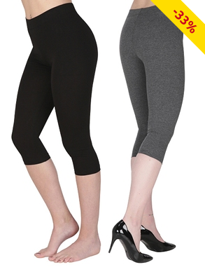 Capri-Leggings, im 2er-Pack, schwarz/grau