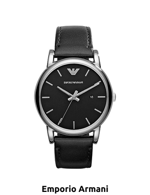 EMPORIO ARMANI Herrenuhr, mit Datumsanzeige und Leuchtzeiger, schwarz