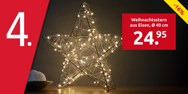 Weihnachtsstern aus Eisen, Ø 40 cm, 100 LEDs