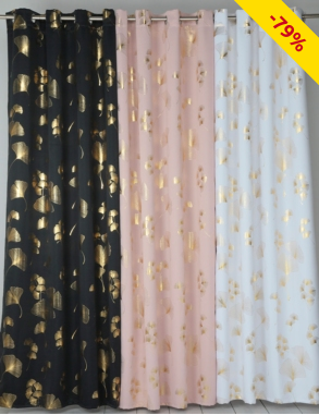 Vorhang «Ginkgo», lichtundurchlässig, H 240, B 140 cm, anthrazit