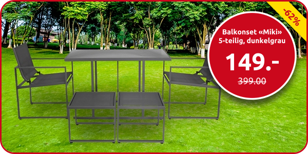 Balkonset «Miki», 5-teilig, dunkelgrau