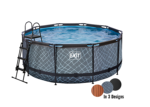 Aufstellpool Framepool-Set EXIT StonePool rund Ø 360x122 cm inkl. Sandfilteranlage & Leiter Steinoptik