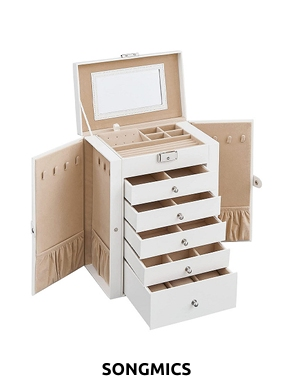 SONGMICS Schmuckkasten, 6 Ebenen, 15,6x26x32 cm