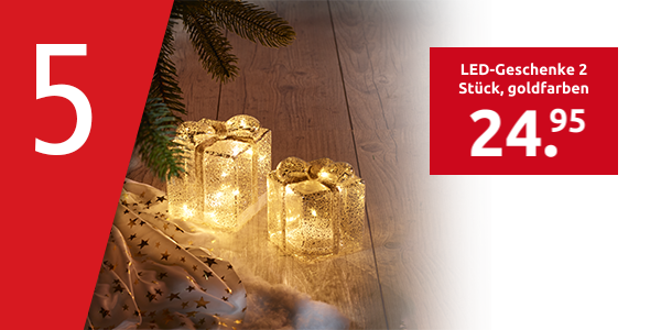LED-Geschenke 2 Stück, goldfarben
