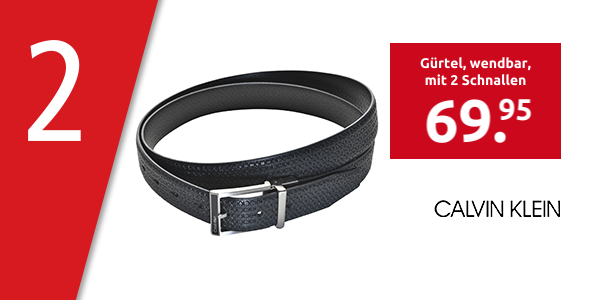 CALVIN KLEIN Gürtel «Jules», wendbar, mit 2 Schnallen, schwarz/braun
