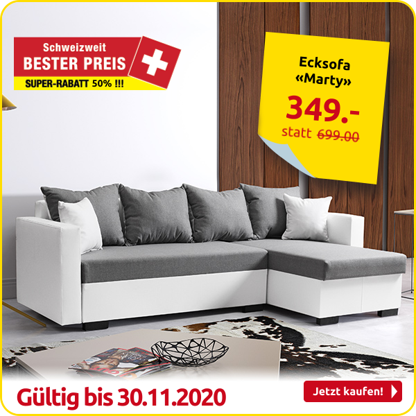 Ecksofa «Marty», weiss/grau