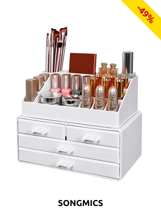 SONGMICS Kosmetikbox, B 24 x H 18,5 x T 13,5 cm, weiss