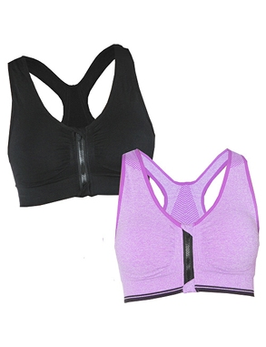 2er-Pack Sport-BH, schwarz + rosa