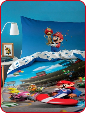 Garnitur «Mario Kart», Duvetanzug 160 x 210 cm + Pfulmenanzug 65 x 100 cm